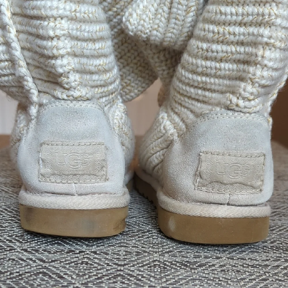 UGG Cardy Cream Knit Button Winter Boots